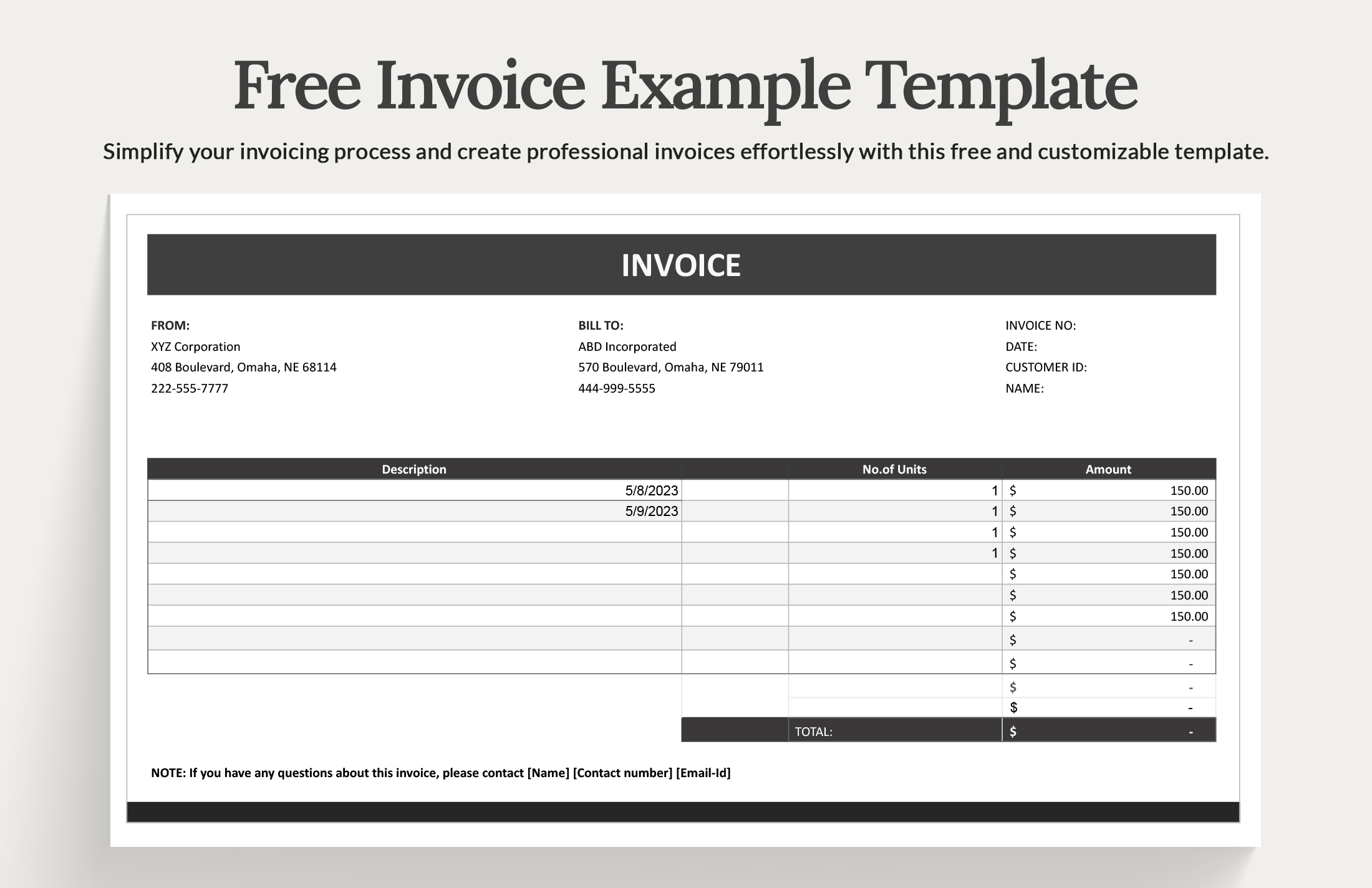 Free Invoice Example Template - Download in Word, Google Docs, Excel ...