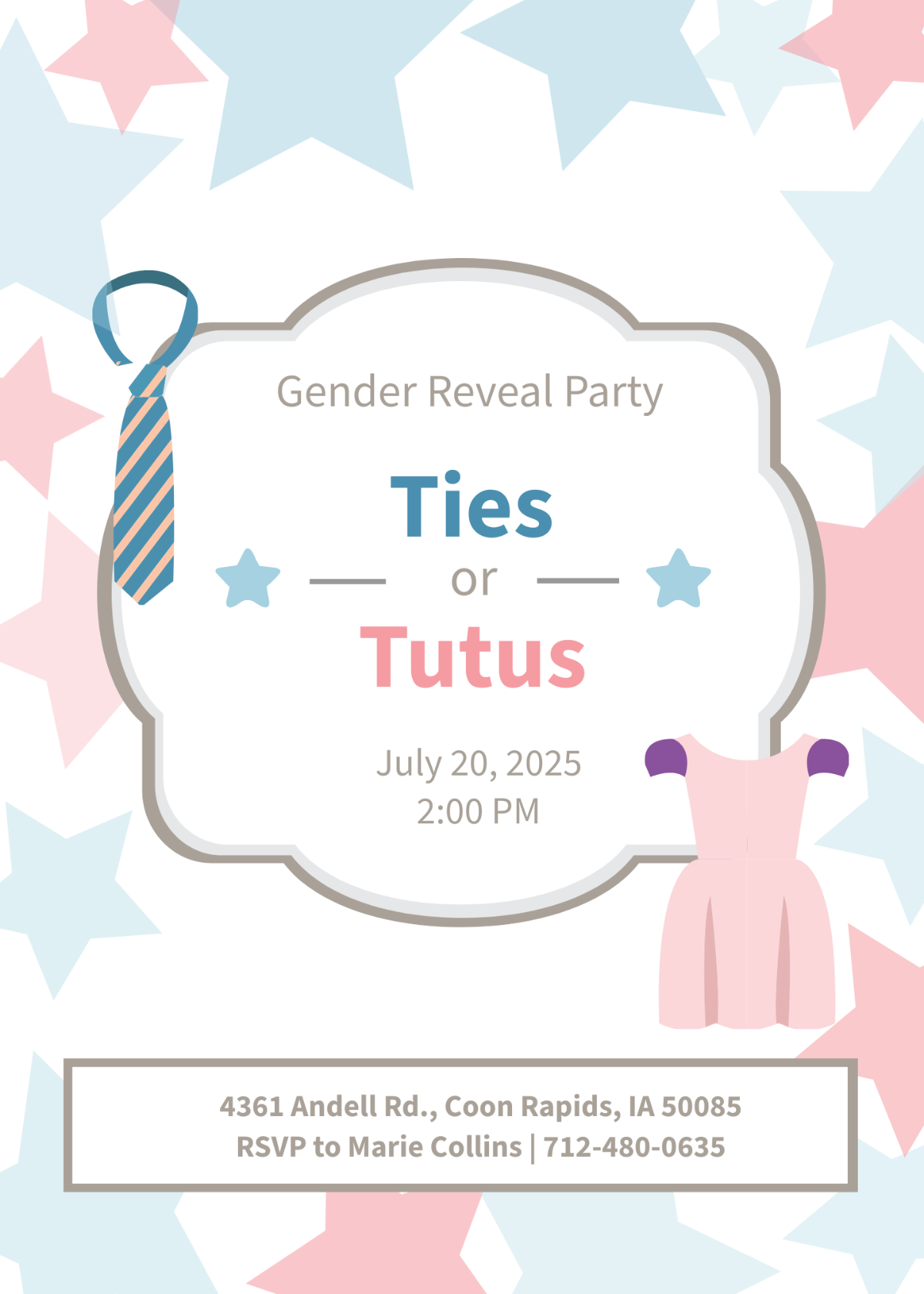 Ties and Tutus invitation Template