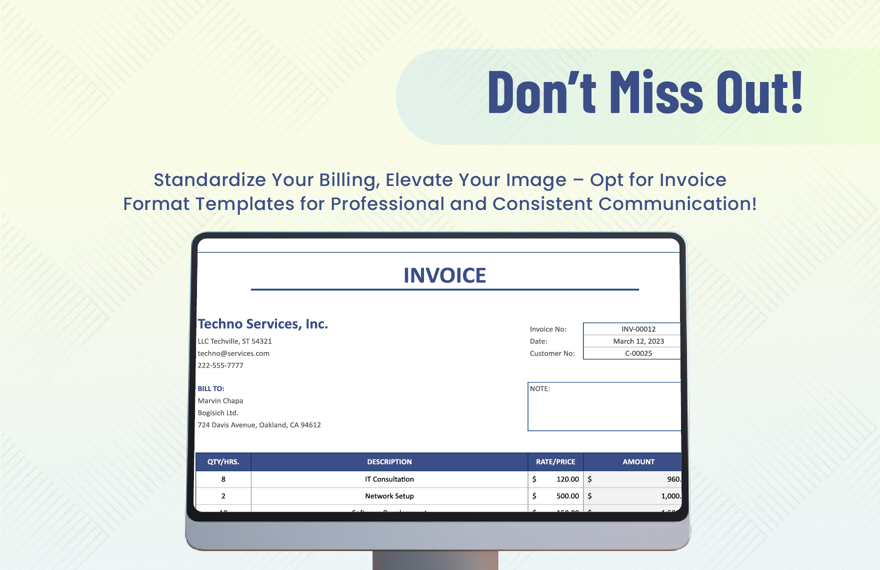 Invoice Format Template