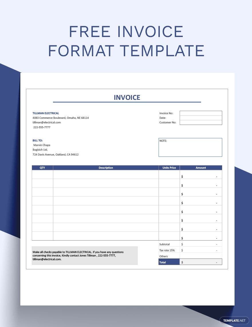 Tax Invoice Format - Google Sheets, Excel | Template.net