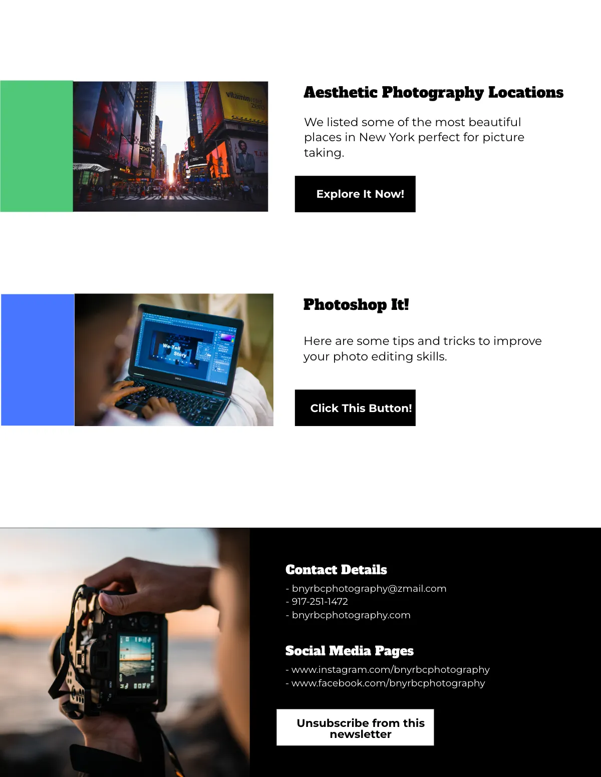 Free Photography Email Newsletter Template to Edit Online