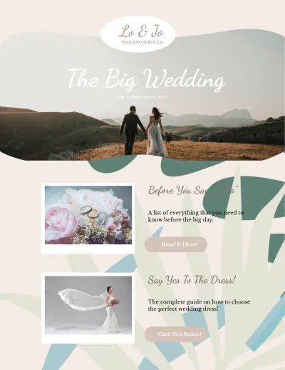 Free Modern Premium Wedding Email Newsletter Template to Edit Online