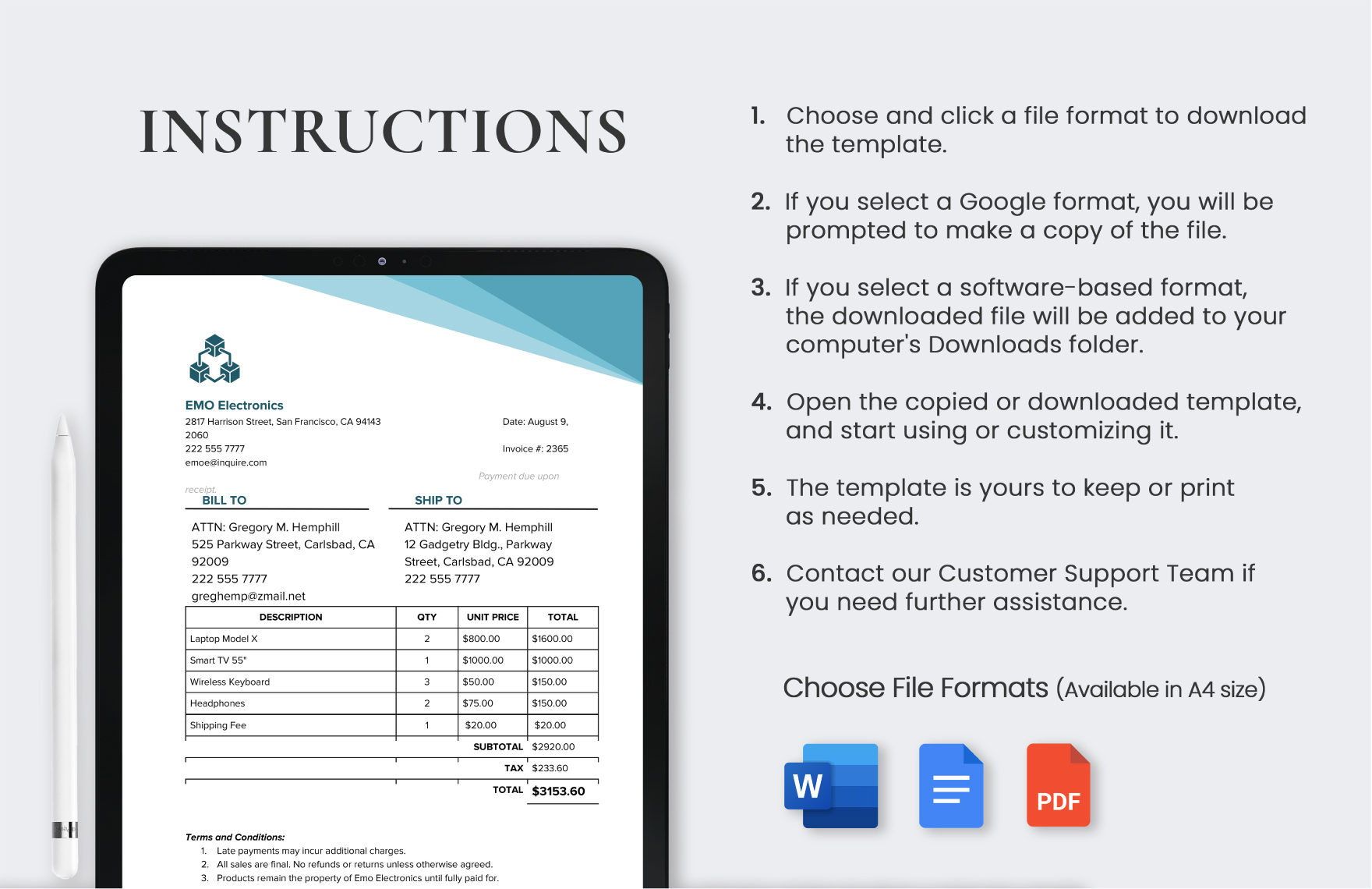 Invoice Receipt Template Download in Word, Google Docs, Excel, PDF