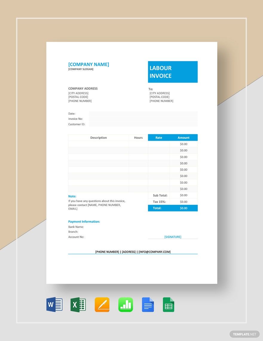 Labour Invoice Format Template Google Docs Google Sheets Excel