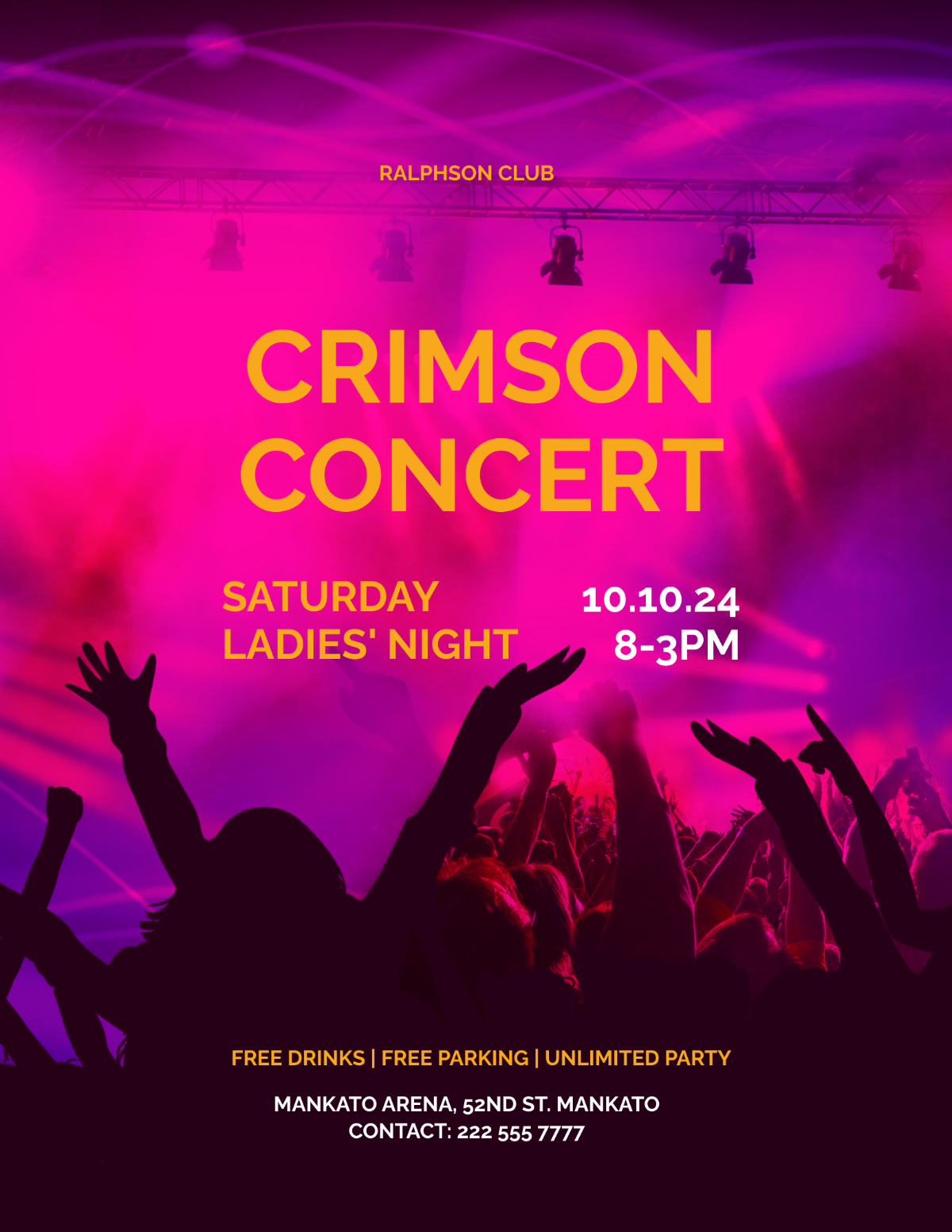 Crimson Concert Flyer Template - Edit Online & Download