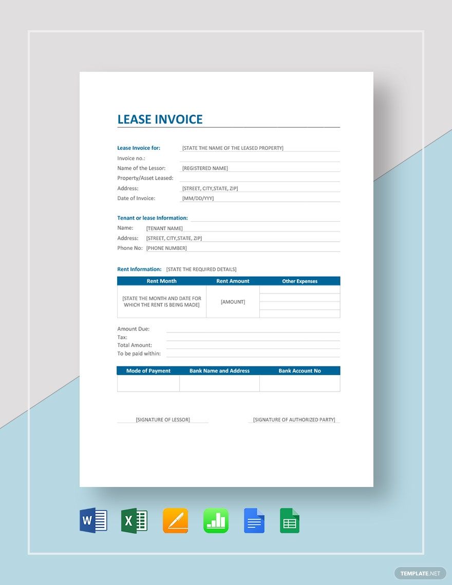 Simple Lease Invoice Template