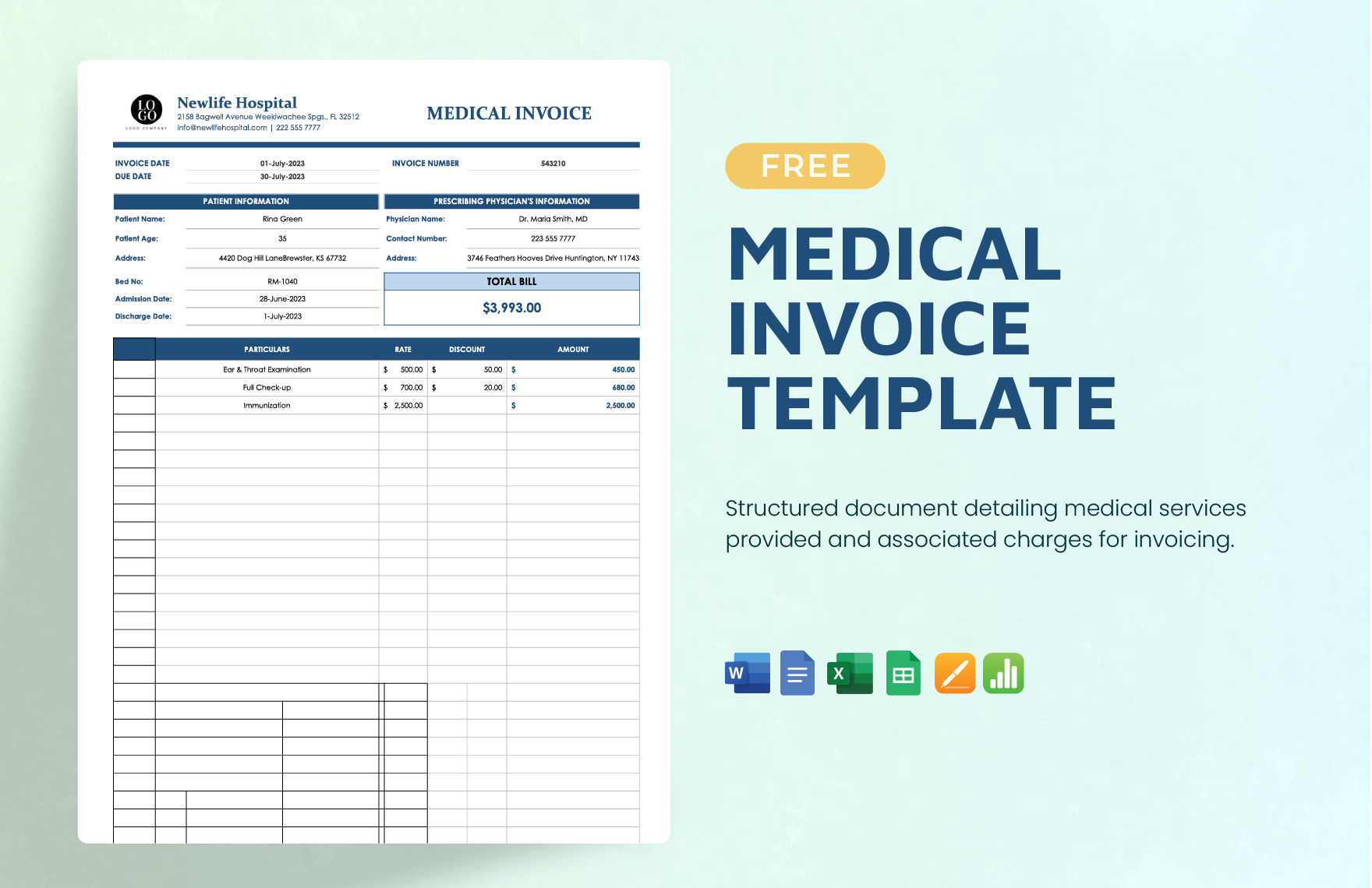 Free Medical Invoice Template