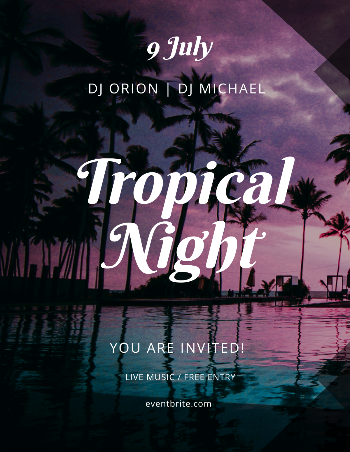 Tropical Summer Night Flyer Template - Edit Online & Download