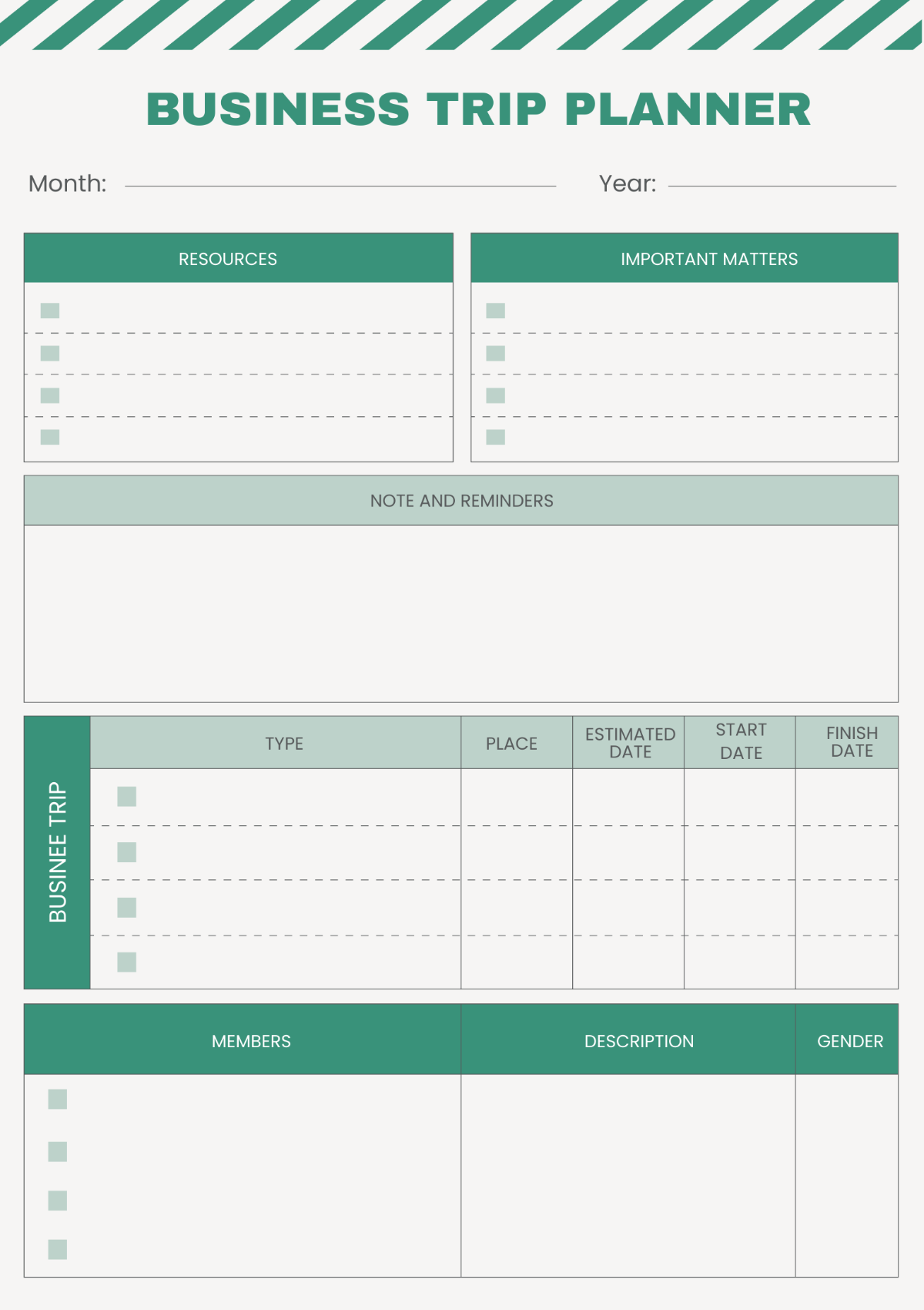 Business Trip Planner Template