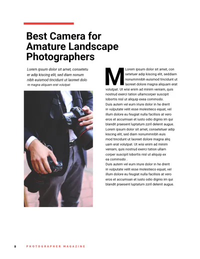 Free Photography Magazine Template to Edit Online
