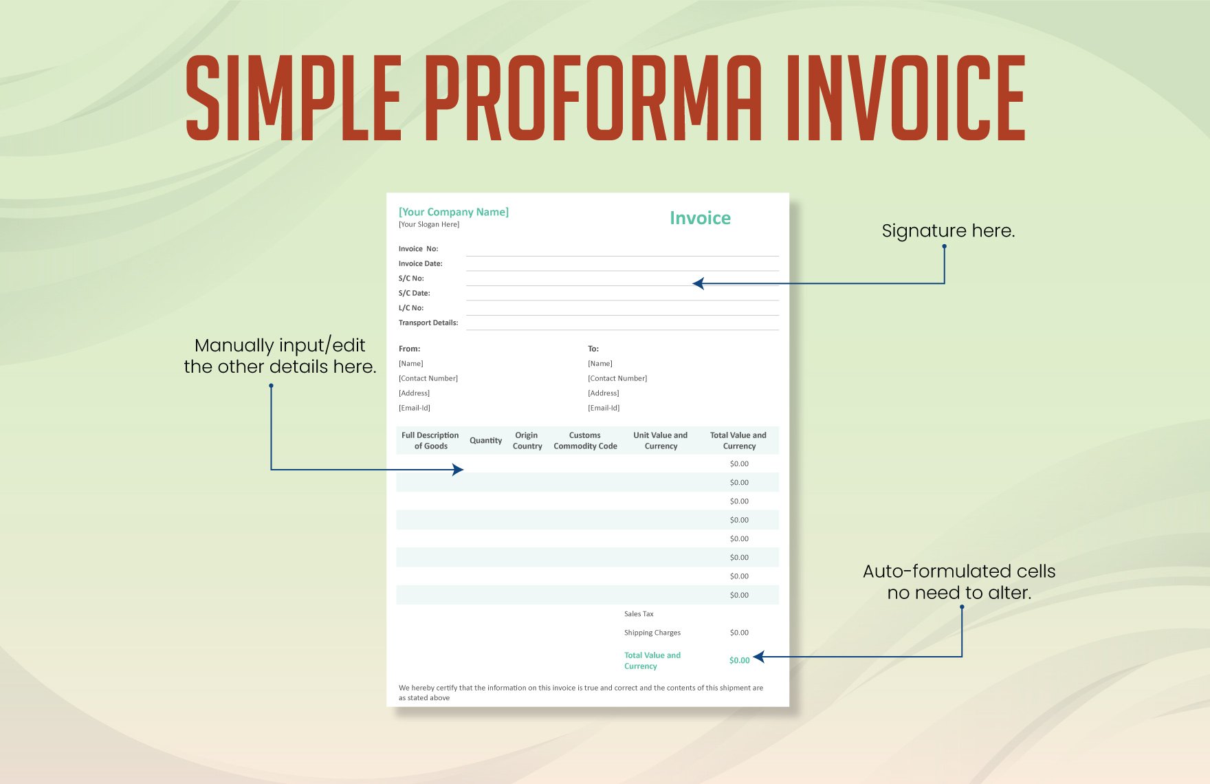 Simple Proforma Invoice Template