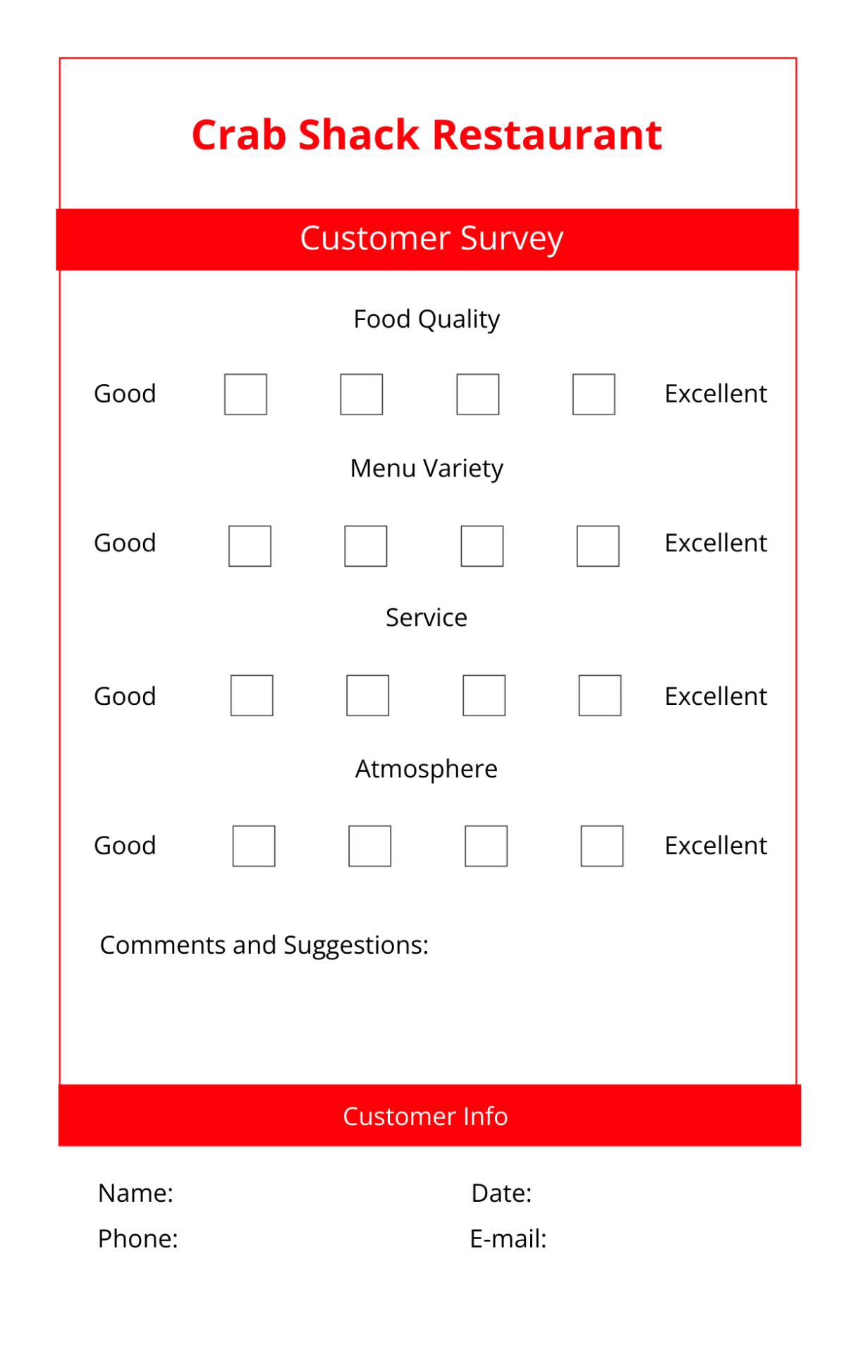 Free Comment Card Template