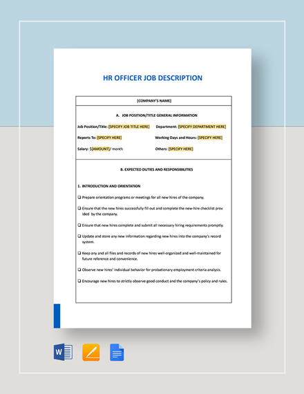 55 FREE HR Job Description Templates HR Templates Free Premium 