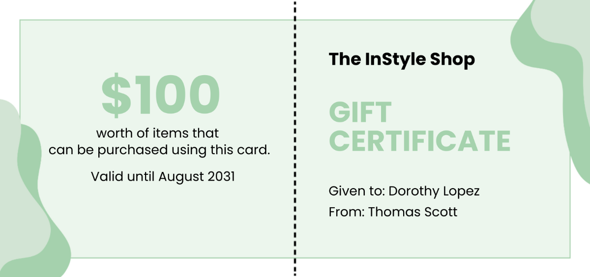 Fashion Store Gift Certificate