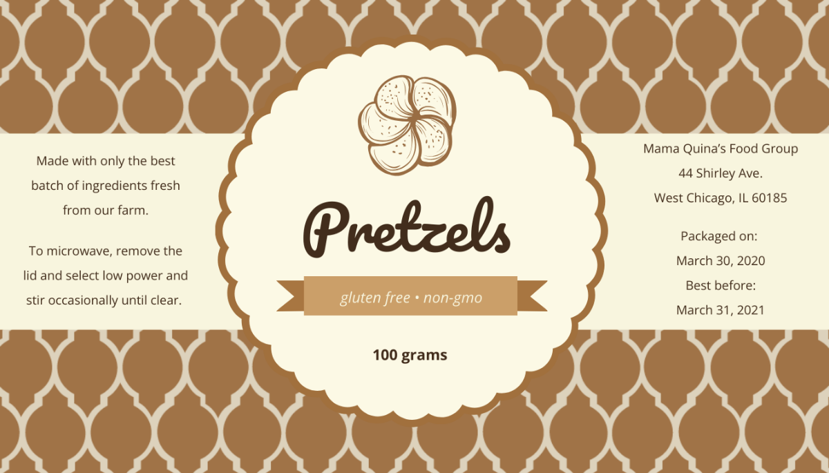 Printable Product Label Template