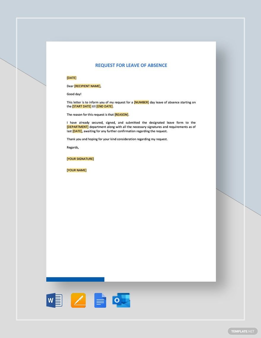 Free Free School Absence Request Letter Template Google Docs Word 