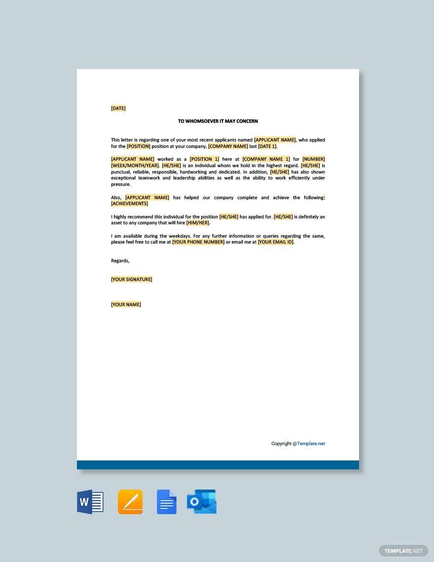 Letter of Reference Short Template
