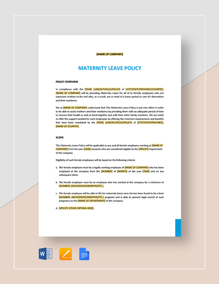 Maternity Leave Policy Template