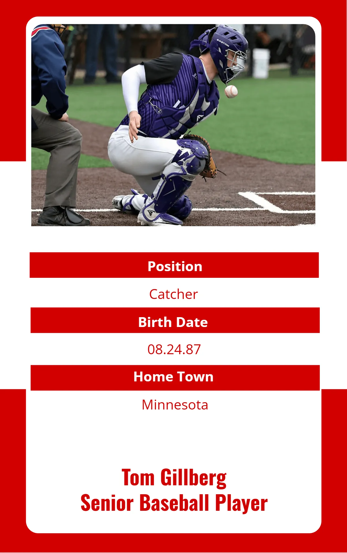 Free Senior Baseball Trading Card Template to Edit Online