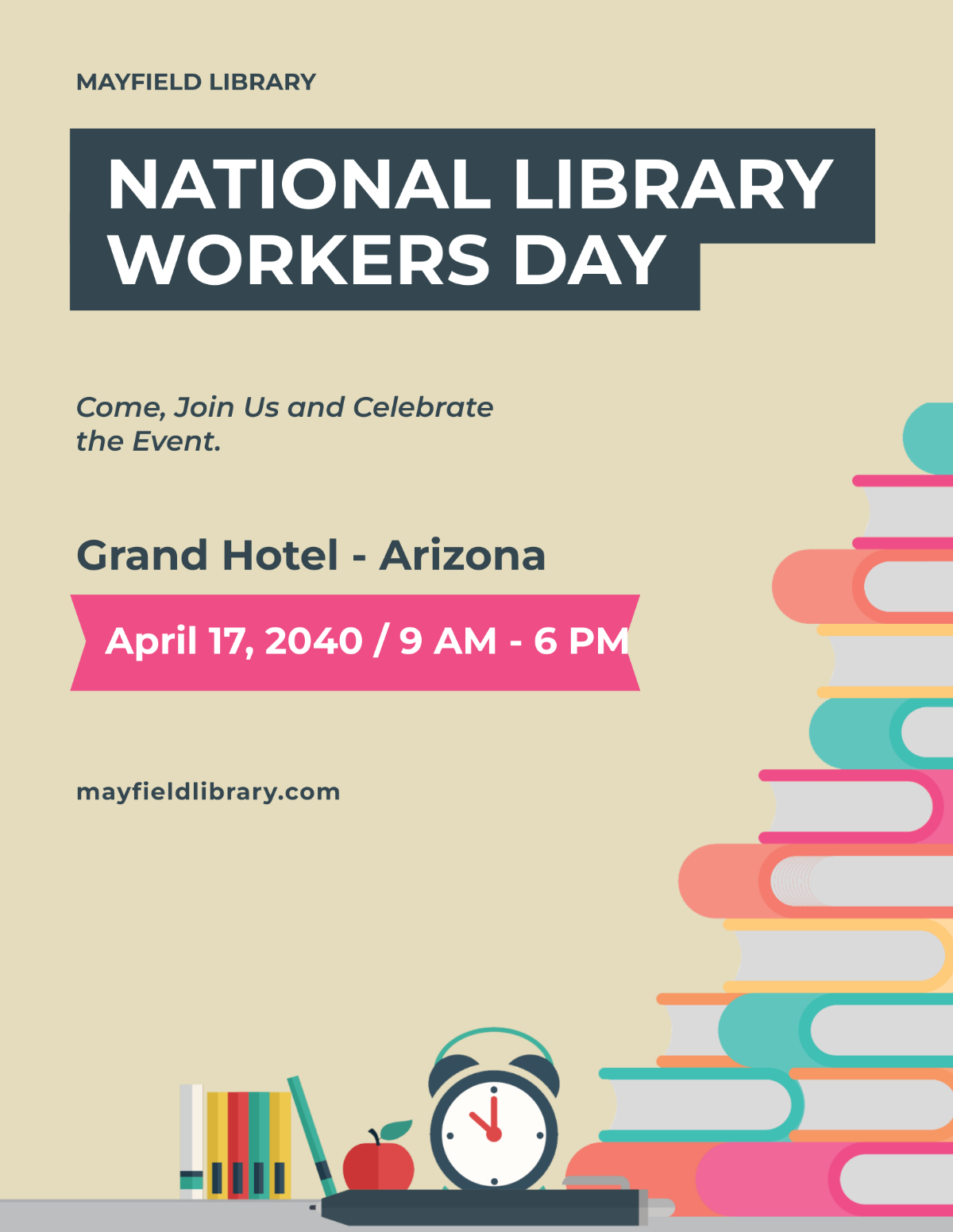 National Library Workers Day Flyer Template