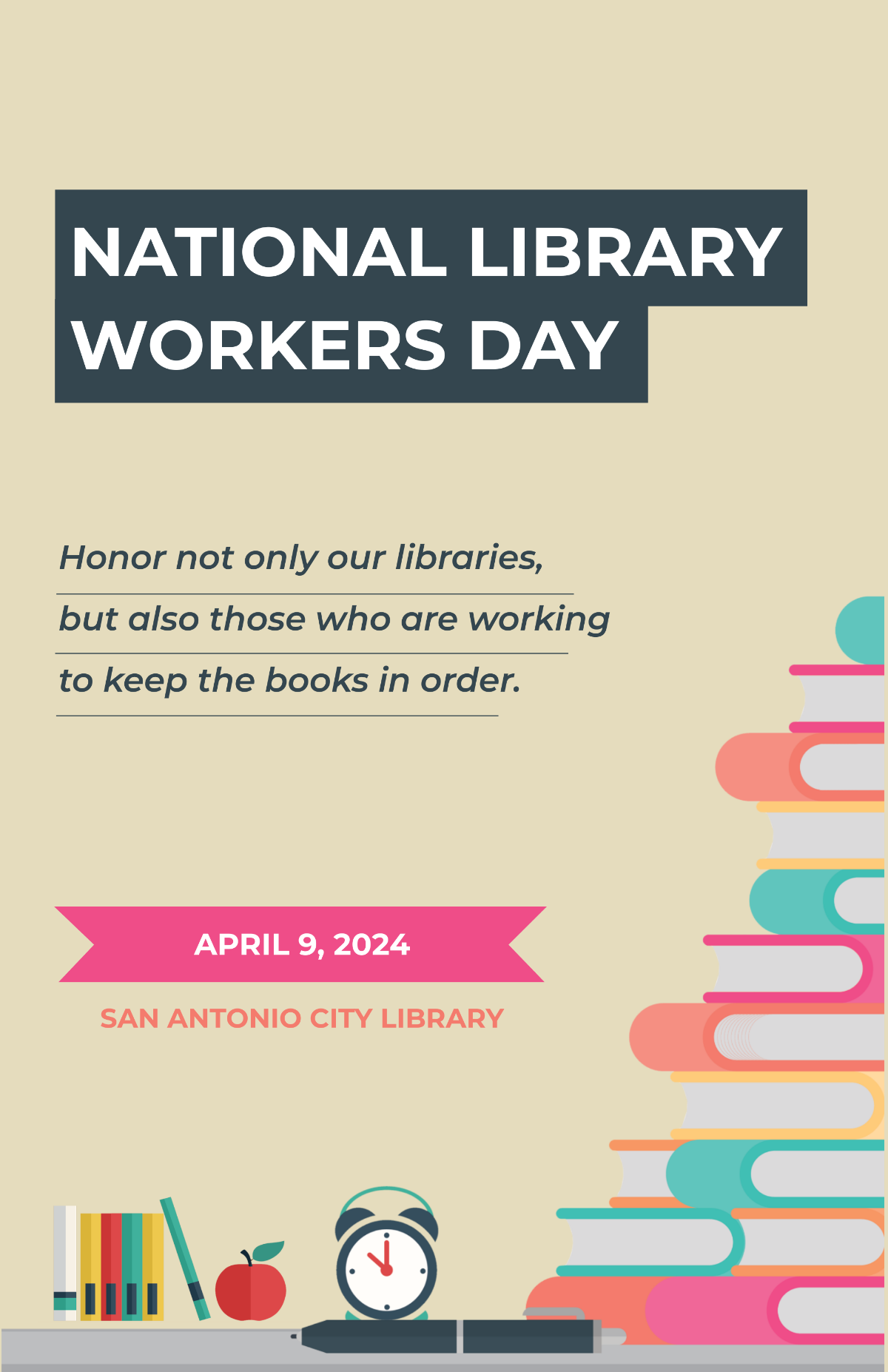 National Library Workers Day Poster Template