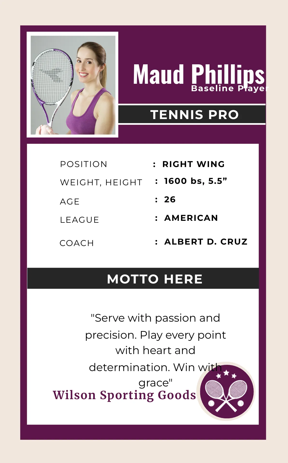 Free Senior Tennis Trading Card Template to Edit Online