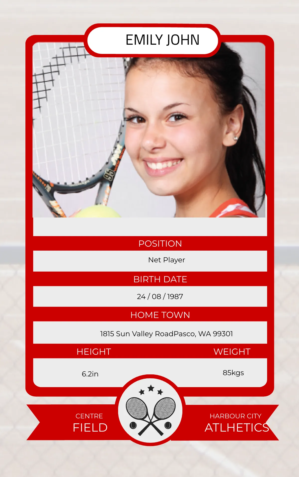 Free Tennis Trading Card Template to Edit Online
