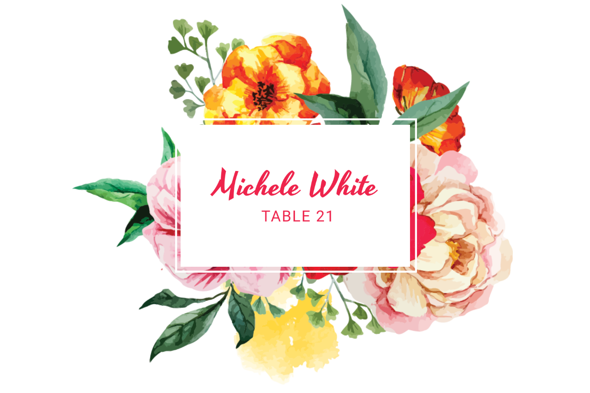 Water Color Wedding Place Card Template