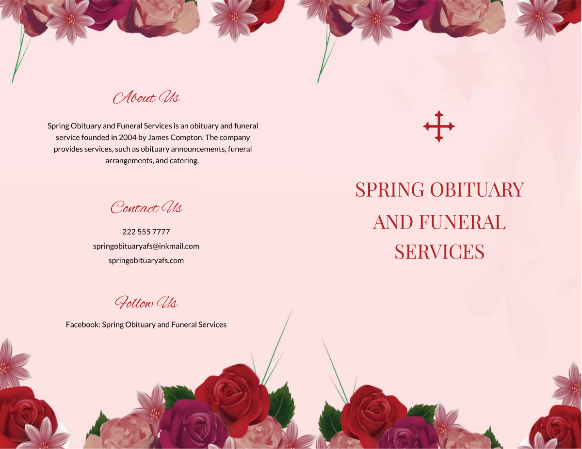Floral Obituary Bi-fold Brochure