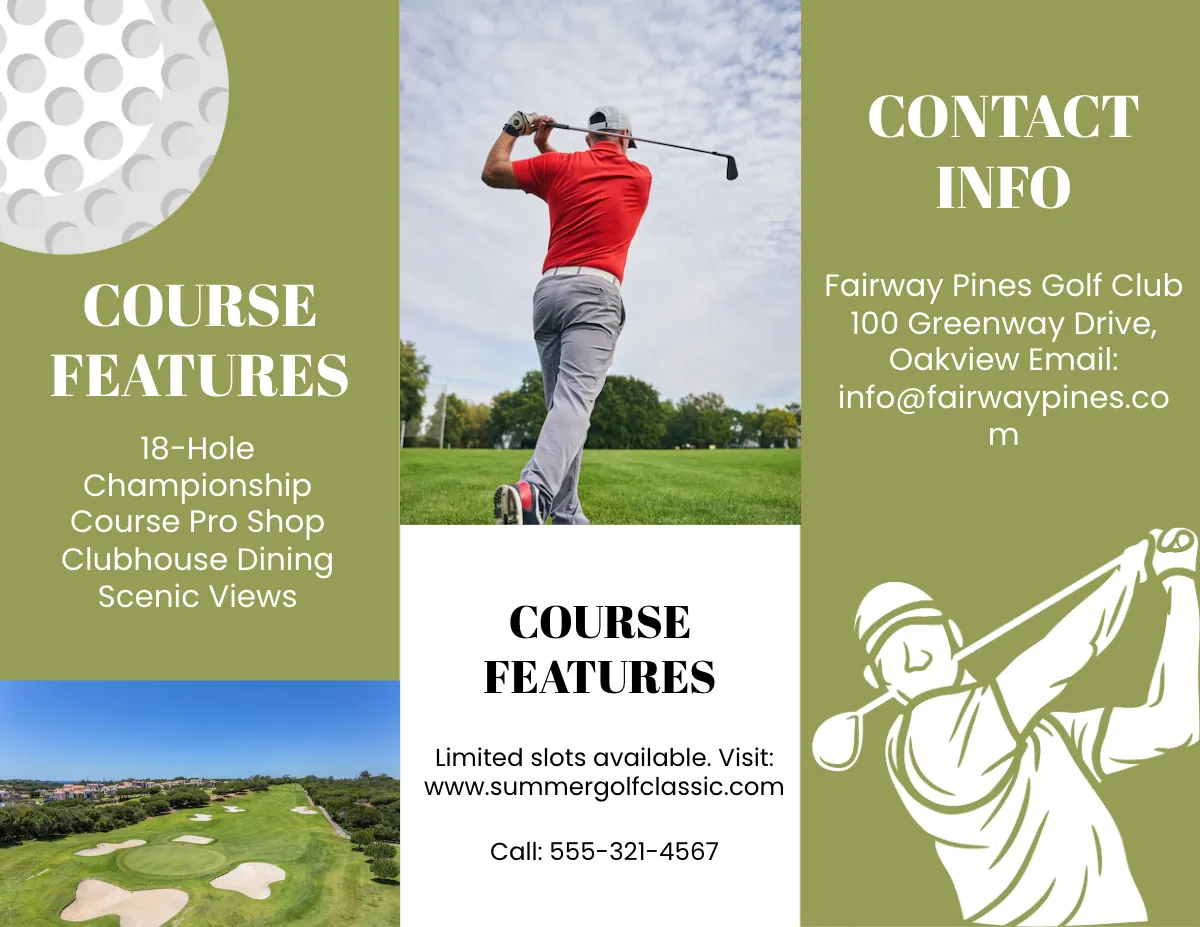 Free Summer Golf Tri-Fold Brochure Template to Edit Online