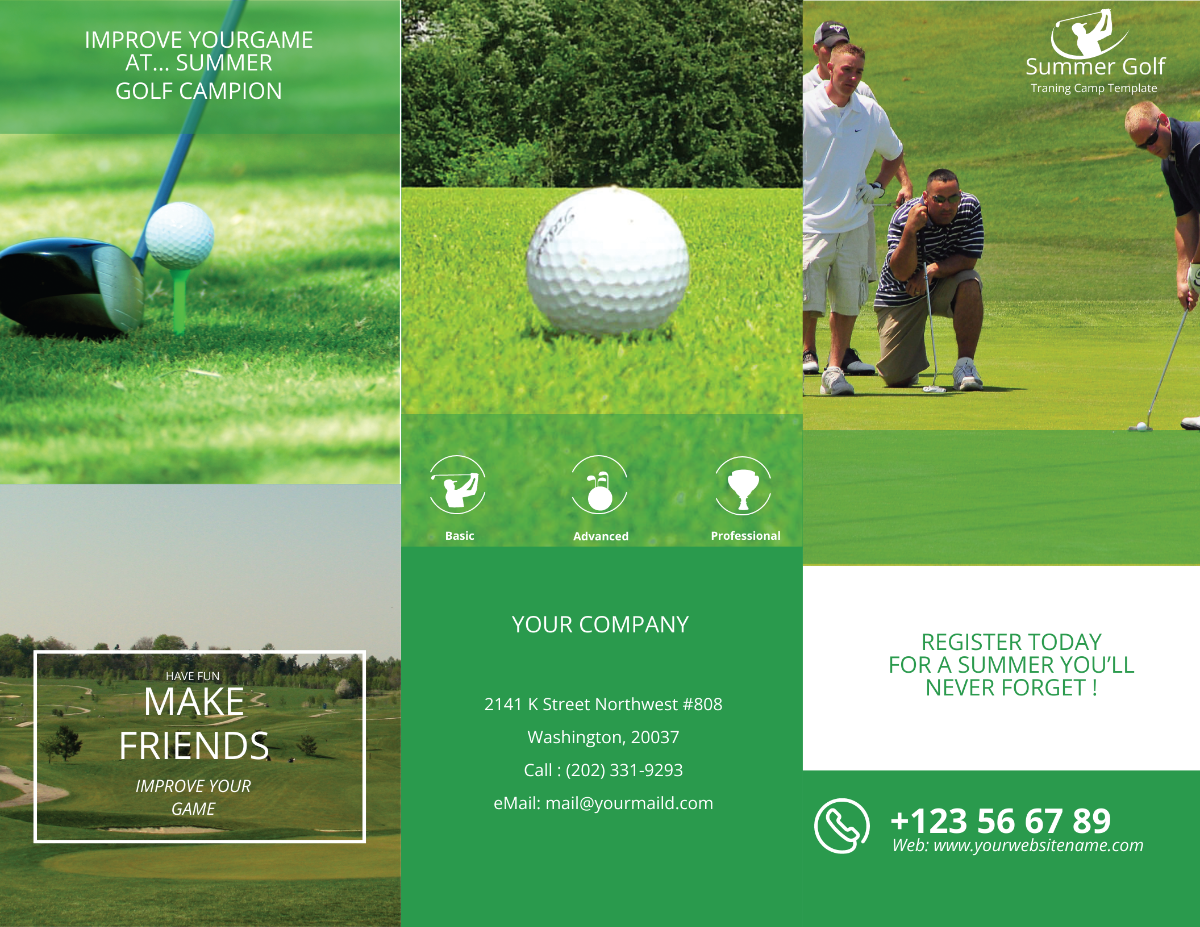 Summer Golf Tri-Fold Brochure Template