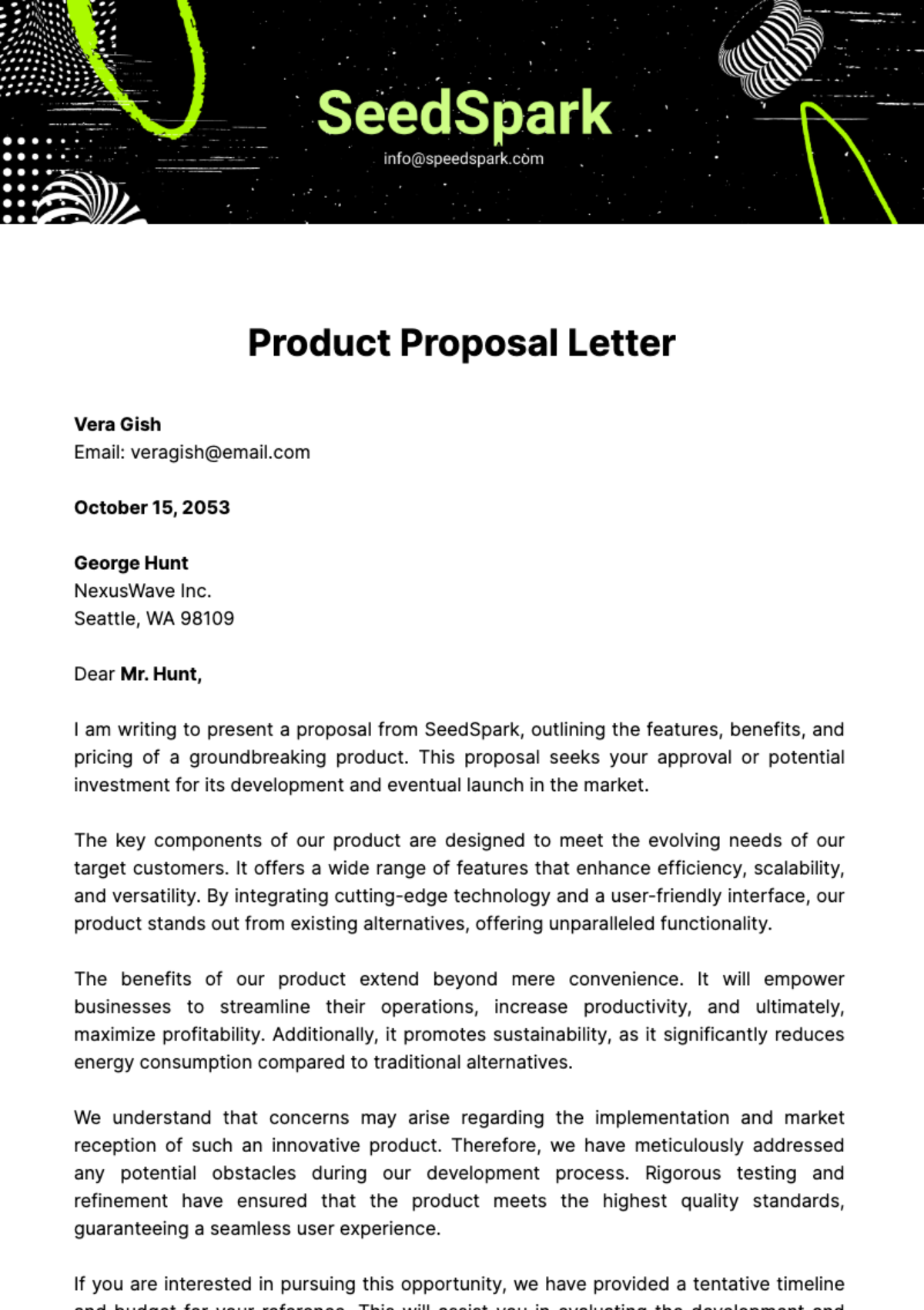 Product Proposal Letter Template