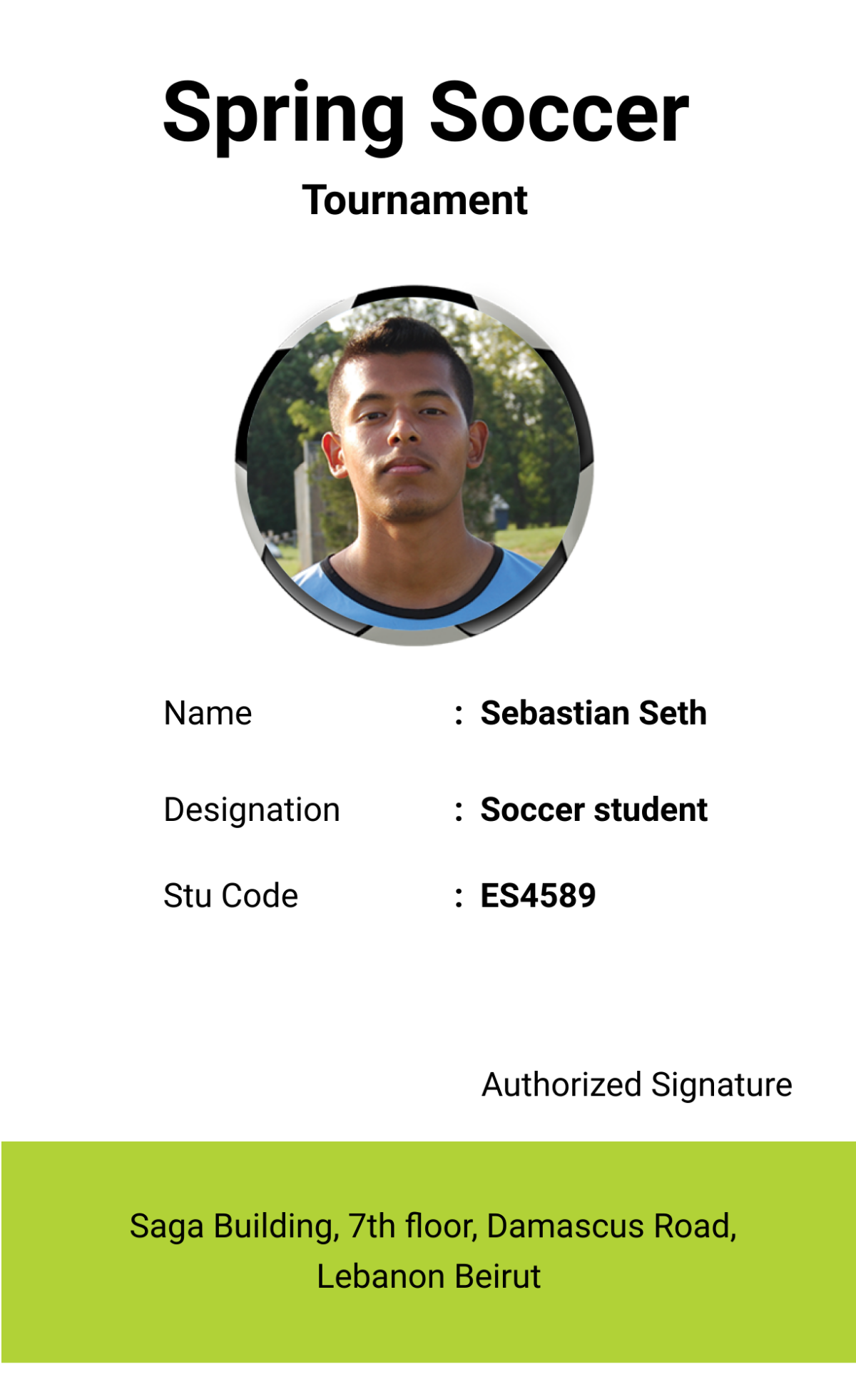 Soccer Identity Card Template