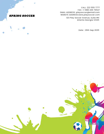Free Soccer Letterhead Template to Edit Online