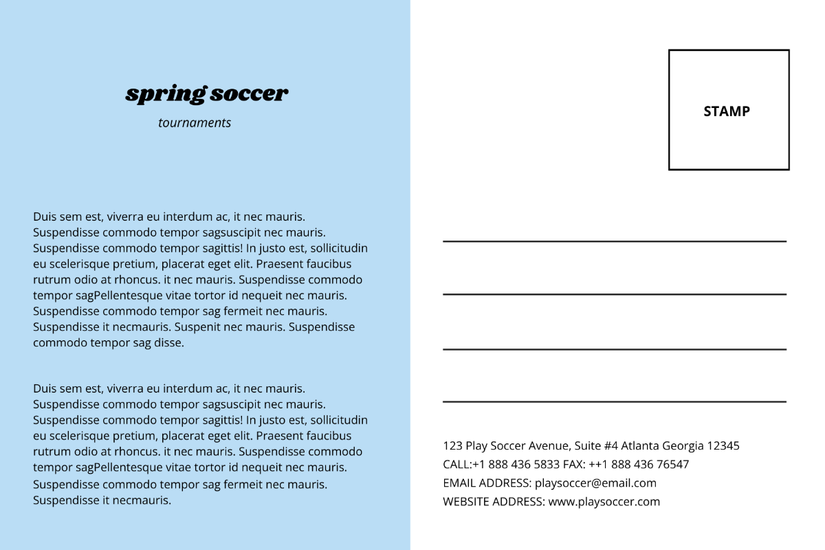 Soccer Post Card Template - Edit Online & Download