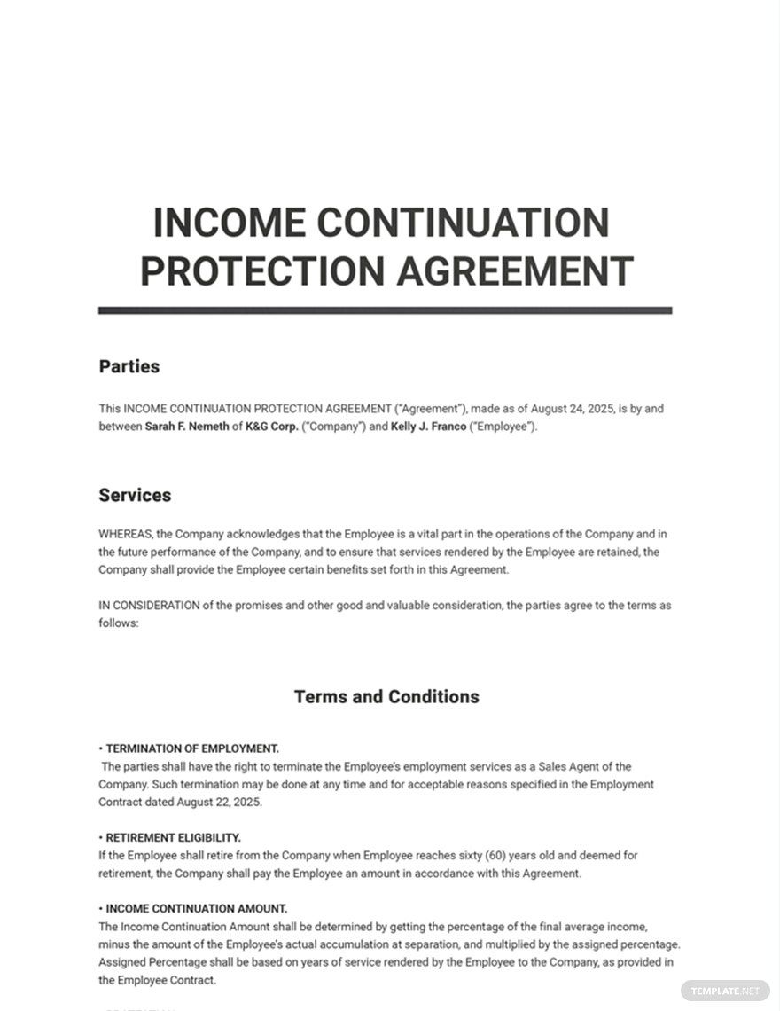 Income Continuation Protection Agreement Template