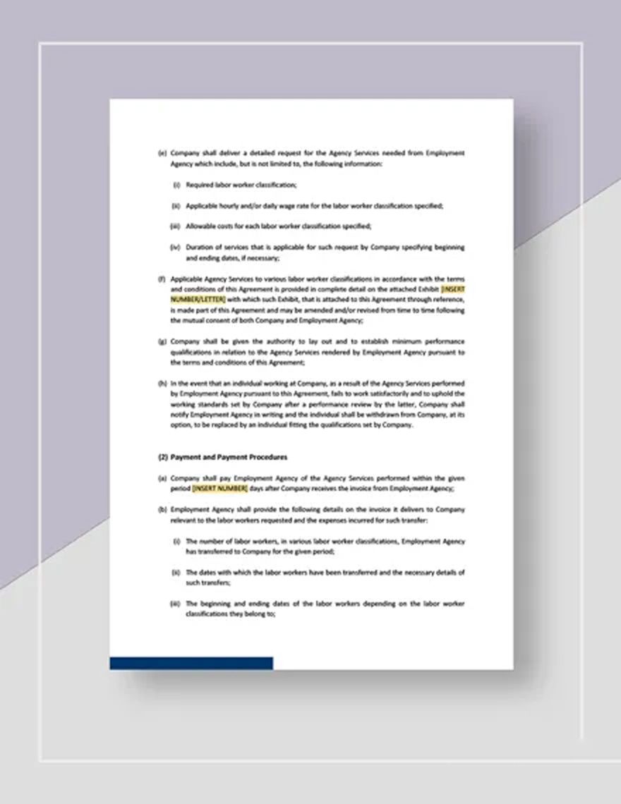 Employment Agency Agreement Template