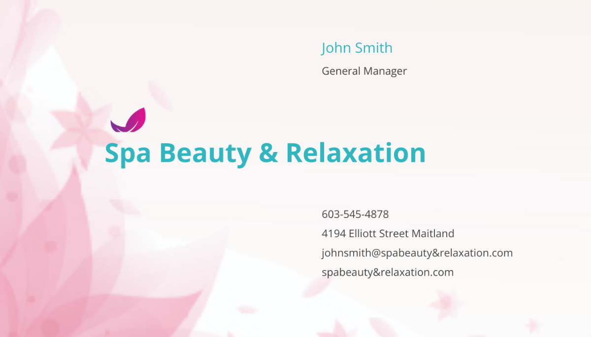 Spa Business Card Template - Edit Online & Download