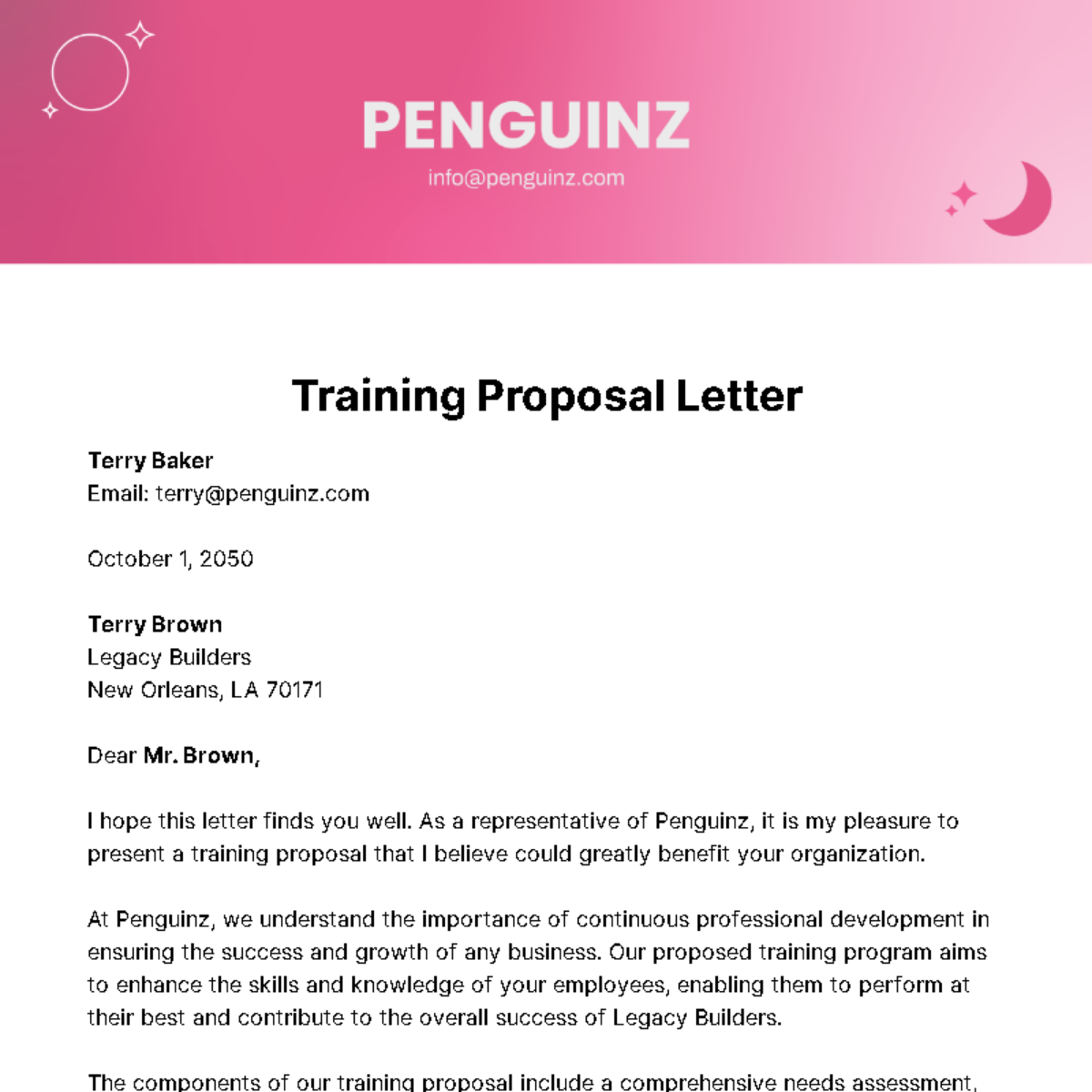 Training Proposal Letter Template