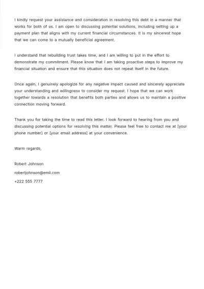 Free Debt Goodwill Letter Template to Edit Online
