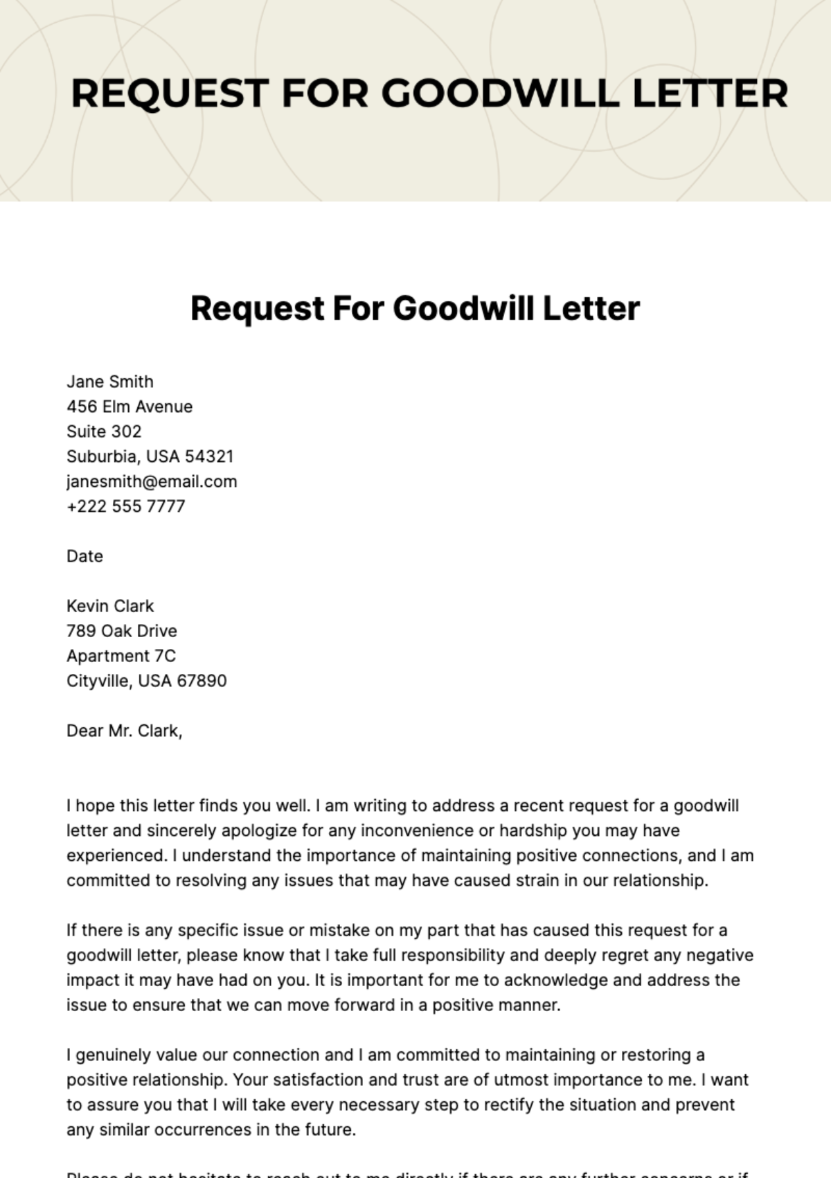 Free Request For Goodwill Letter Template