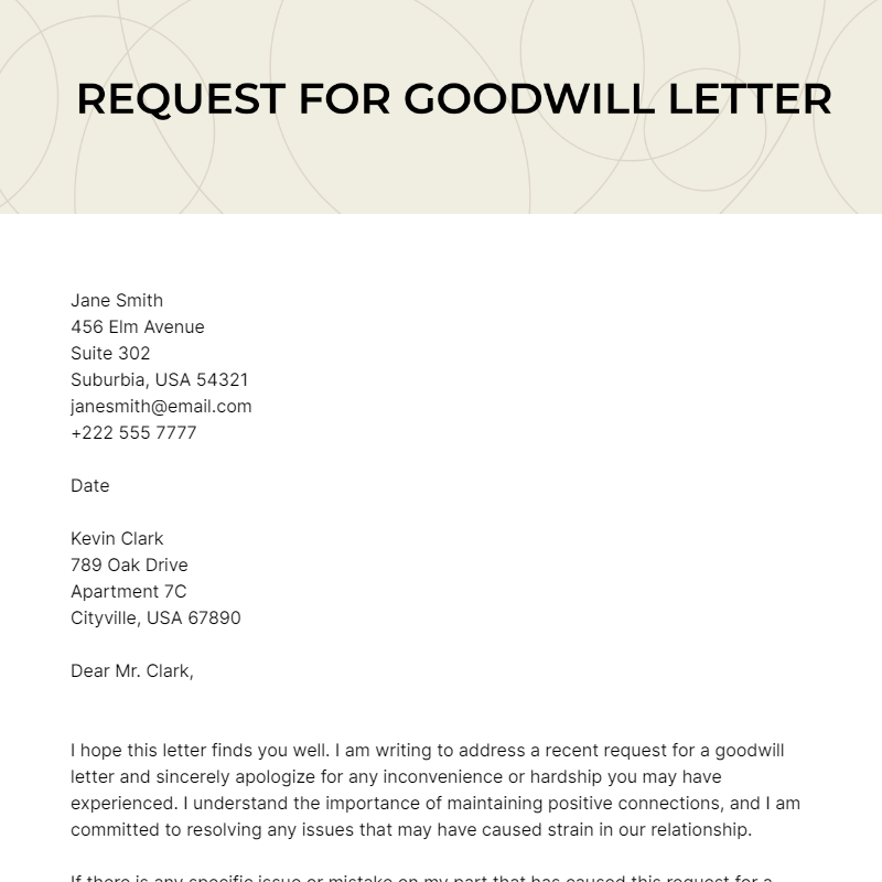 Request For Goodwill Letter Template