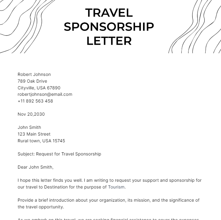 Travel Sponsorship Letter Template