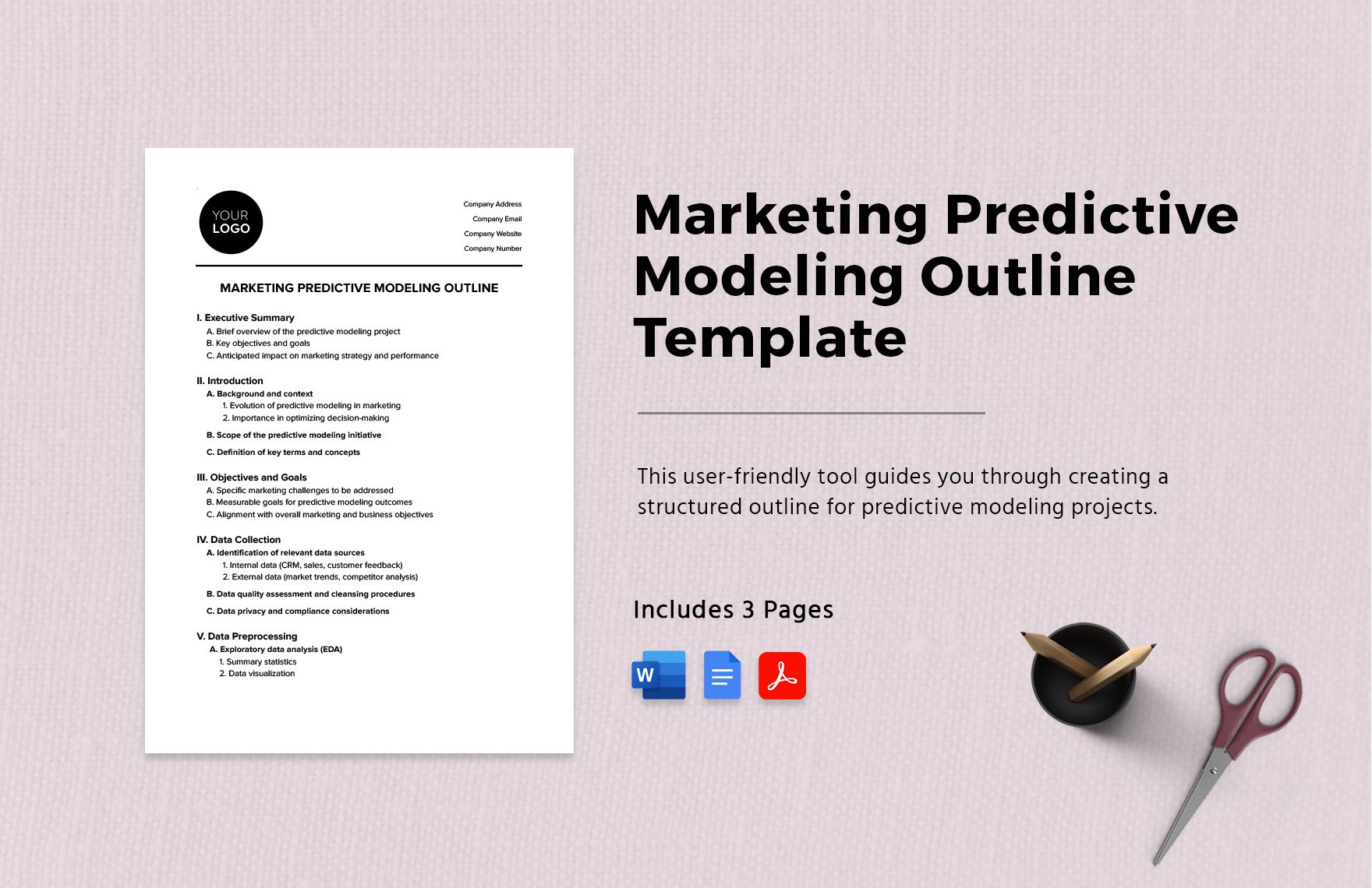 Marketing Predictive Modeling Outline Template in Word, Google Docs, PDF