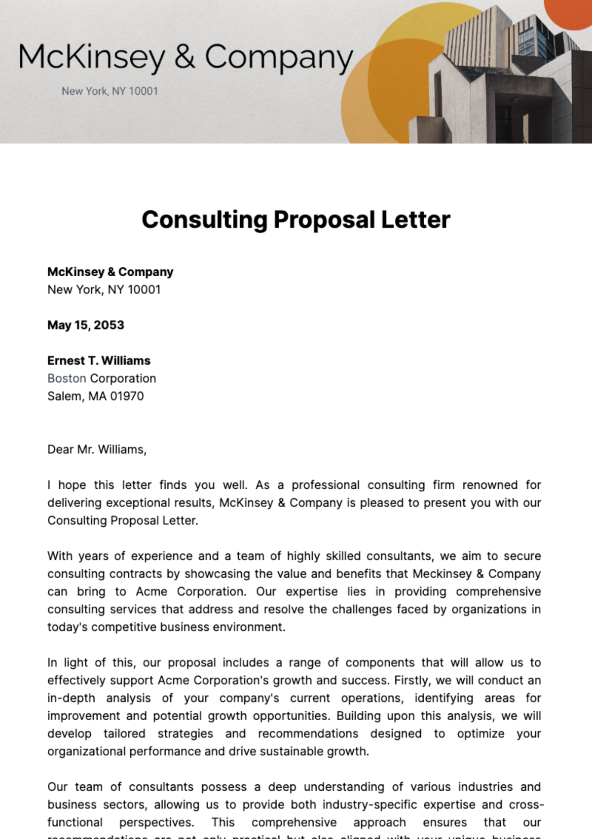 Consulting Proposal Letter Template
