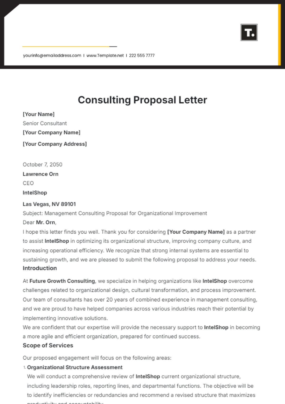 Consulting Proposal Letter Template - Edit Online & Download