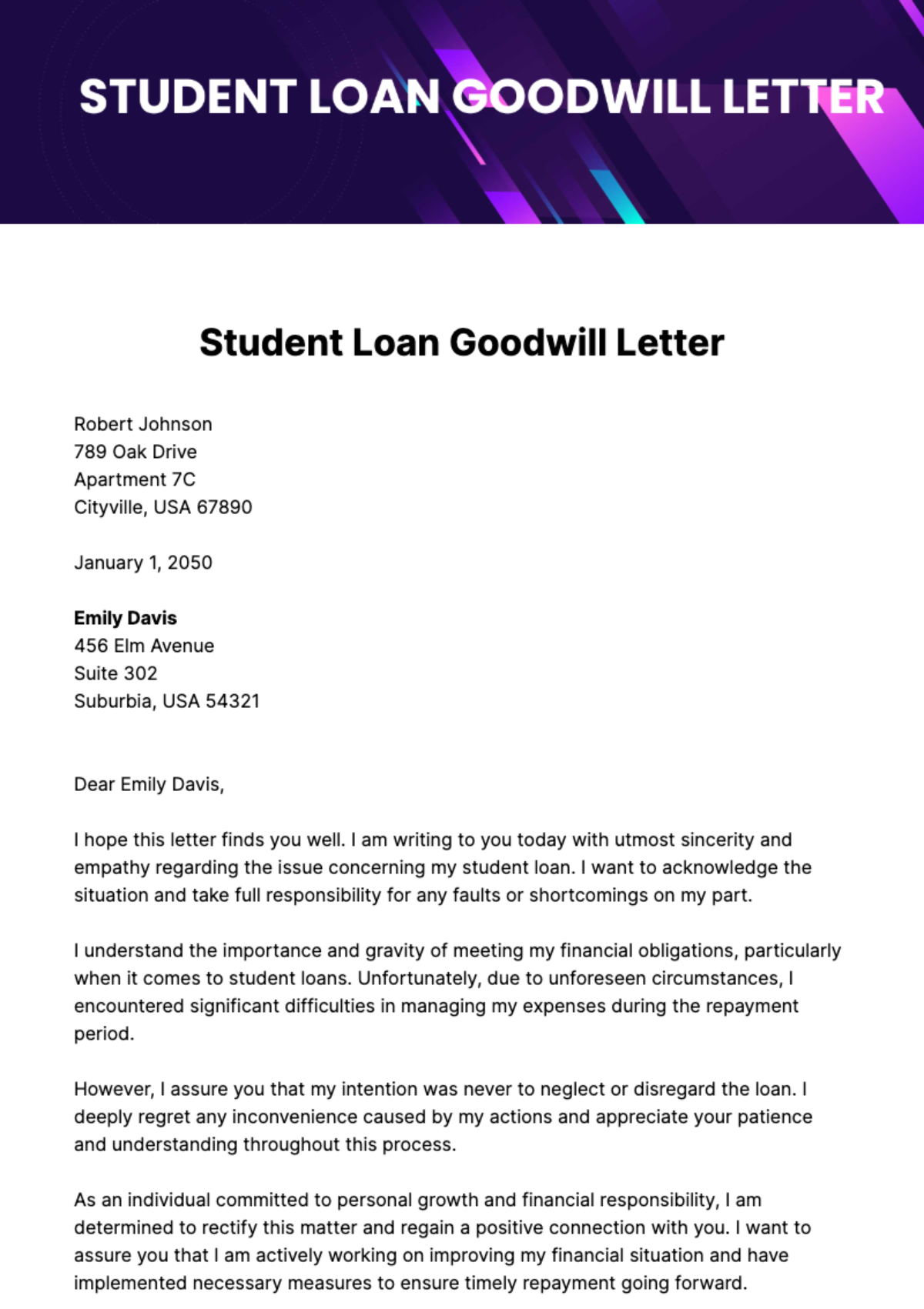 Free Student Loan Goodwill Letter Template