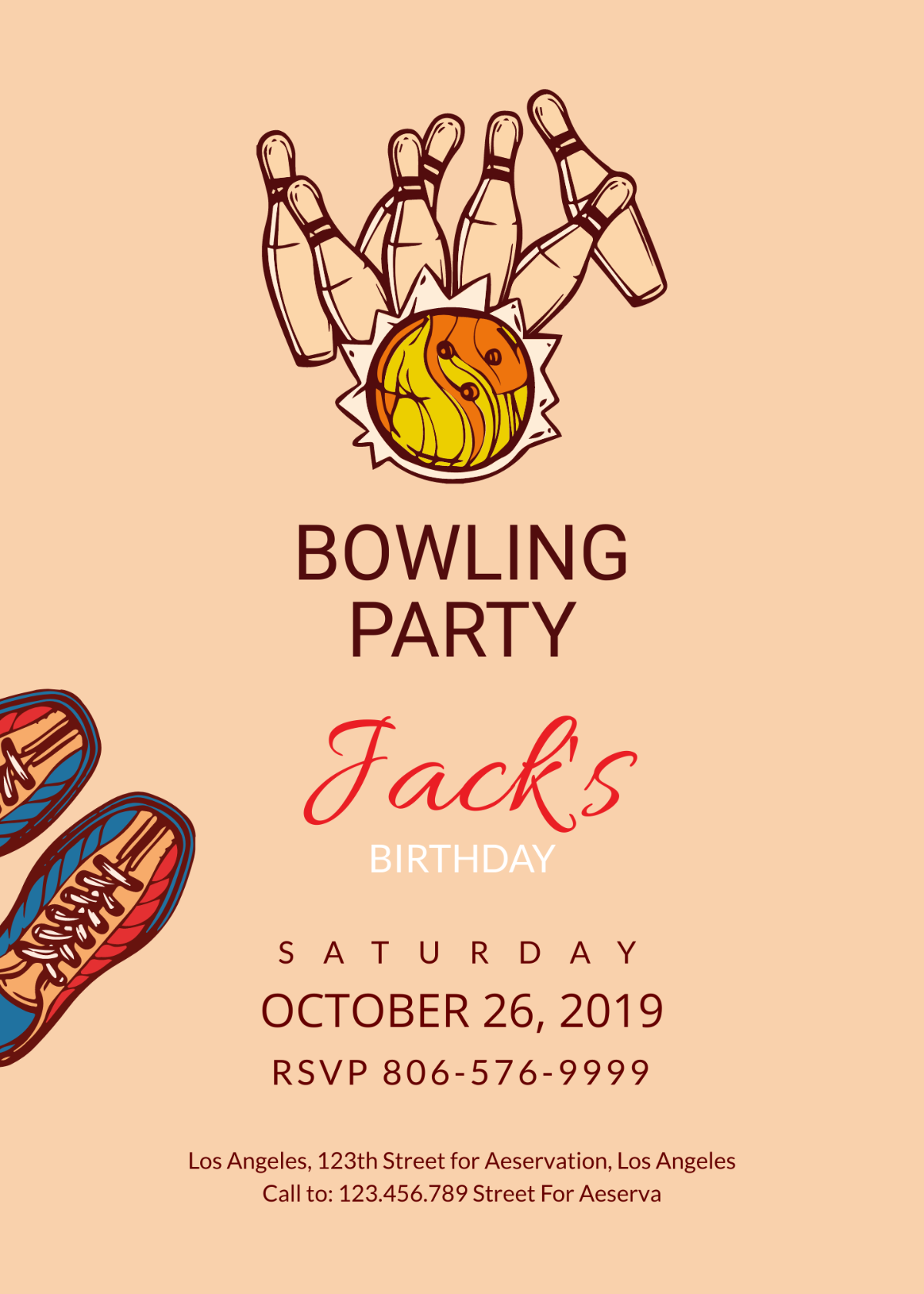 Bowling Invitation Party Template