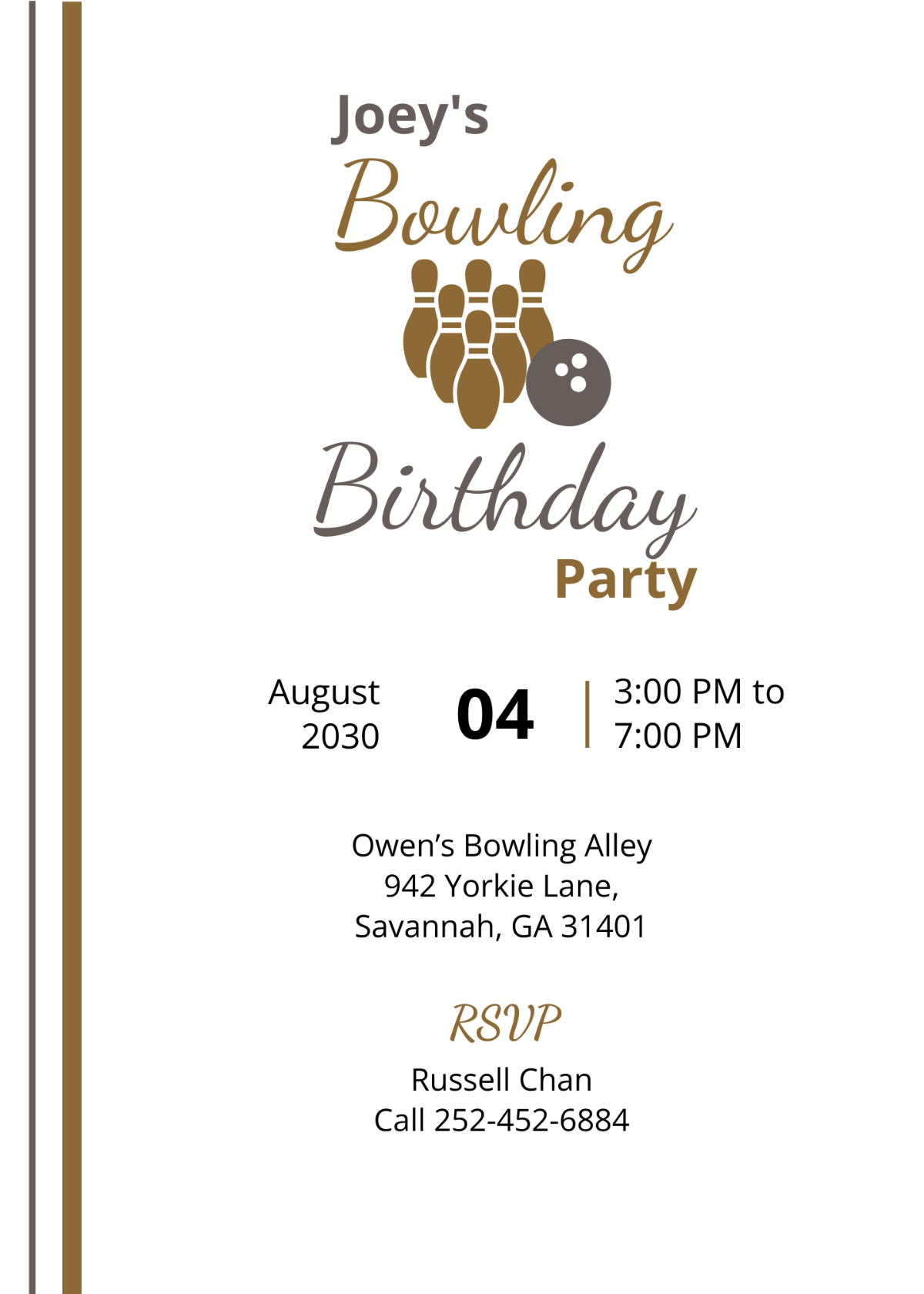 Free Bowling Invitation Template
