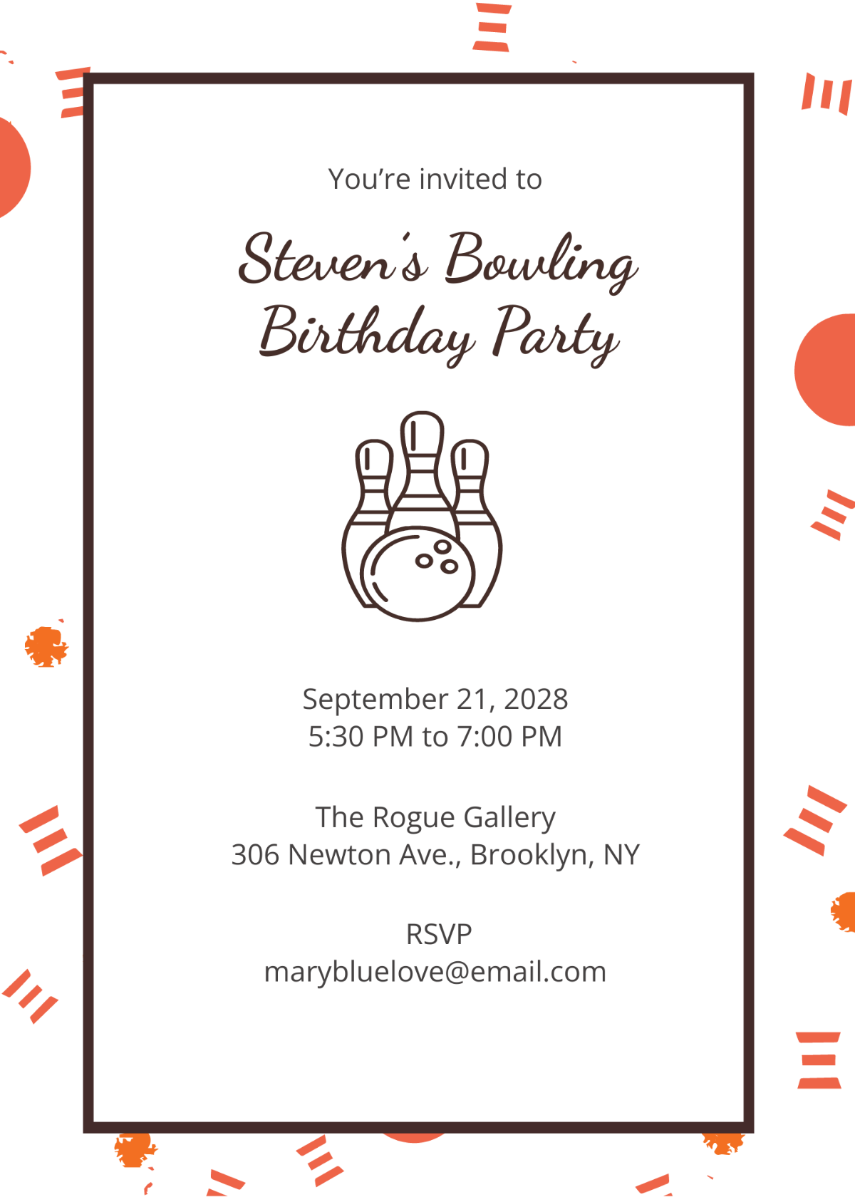 Bowling Party Invitation Template